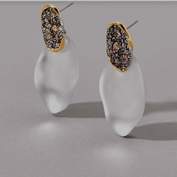 ALEXIS BITTAR • NEW Solanales Crystal Lake Lucite Petal Post Silver Earrings - Picture 2 of 8